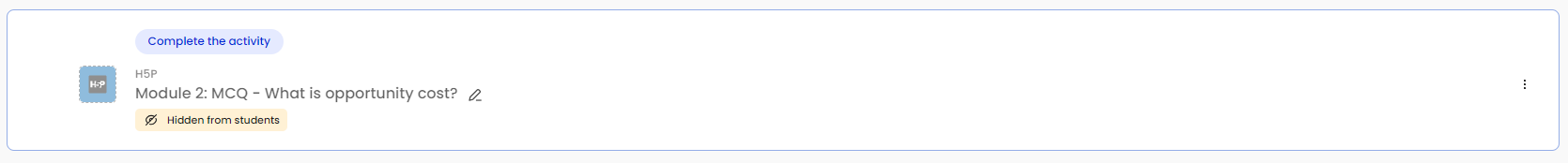 Moodle - Activity - Hide on Site Page Example